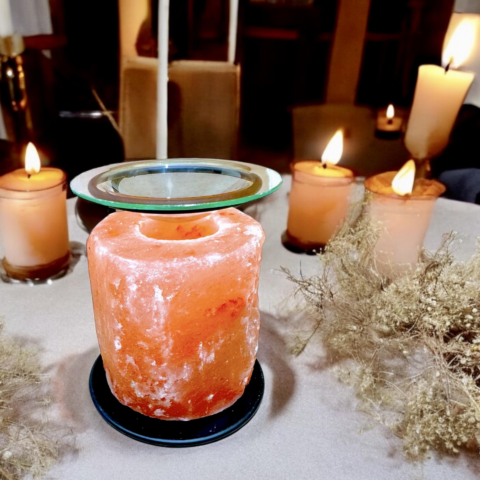 4All Himalayan Pink Salt Oil Lamp Burner With Metal Stand Fragrance Warmer Oil Wax Burner