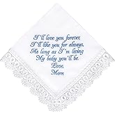 Something Blue Old New Borrowed Gift for Bride Handkerchief on Wedding Day to Daughter from Mom Cotton Bridal Hankie