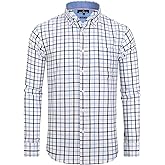 Alimens & Gentle Men's Plaid Button Down Shirts Cotton Long Sleeve Dress Shirts Regular Fit Gingham Shirts