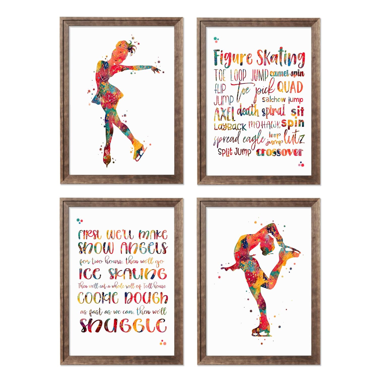 Ice Skating Watercolor Poster Set Ice Skater Girl Female