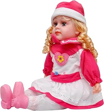 Toyshine 18 Inches Rhymes Singing Boy Doll, Touch Sensors, Pink Santa