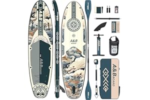 A&BBOARD ABBOARD Inflatable Stand Up Paddle Boards - Extra Wide Fishing Paddleboard,Cool Design,Ultra Stable Standup SUP,5 Handles,15 D-Rings, Camera Mount,10L Dry Bag,100L Backpack, Youth/Adults