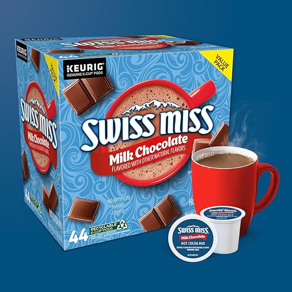 SWISS MISS MILK CHOCOLATE HOT COCOA, SINGLE-SERVE KEURIG K-CUP PODS, HOT CHOCOLATE, 44 COUNT
