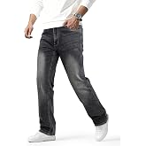 Heyfanee Mens Straight Fit Jeans Stretch Denim Pants for Men | Classic,Straight Leg,Timeless Denim Look,Comfortable Through the Thigh,Versatile for Work, Weekend, and Everyday Style.