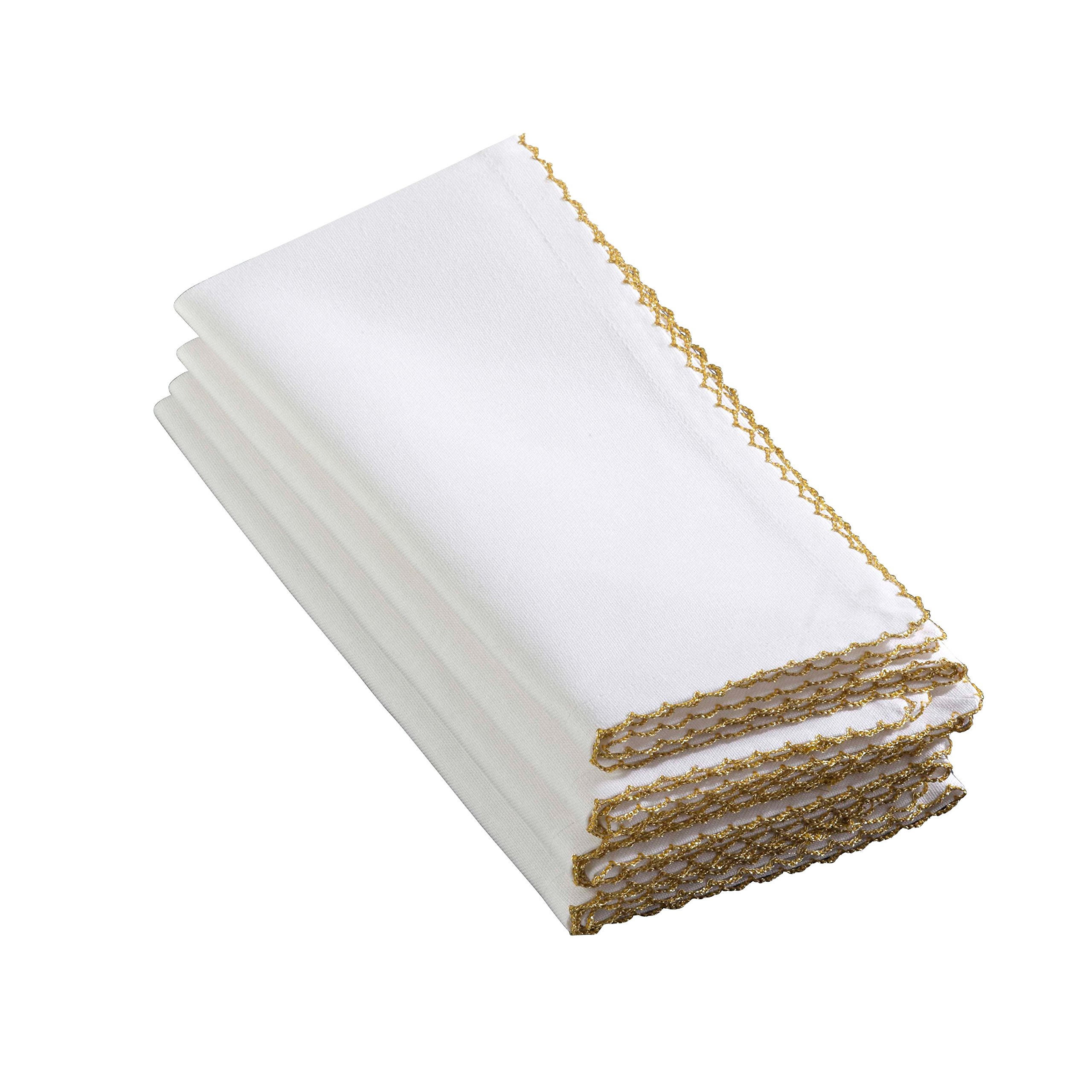Photo 1 of SARO LIFESTYLE - 1442.GL20S 1442 Recotting Collection Whip Stitched Design Dinner Napkins, Gold-Set of 4 Pcs, 20", 4 Pieces