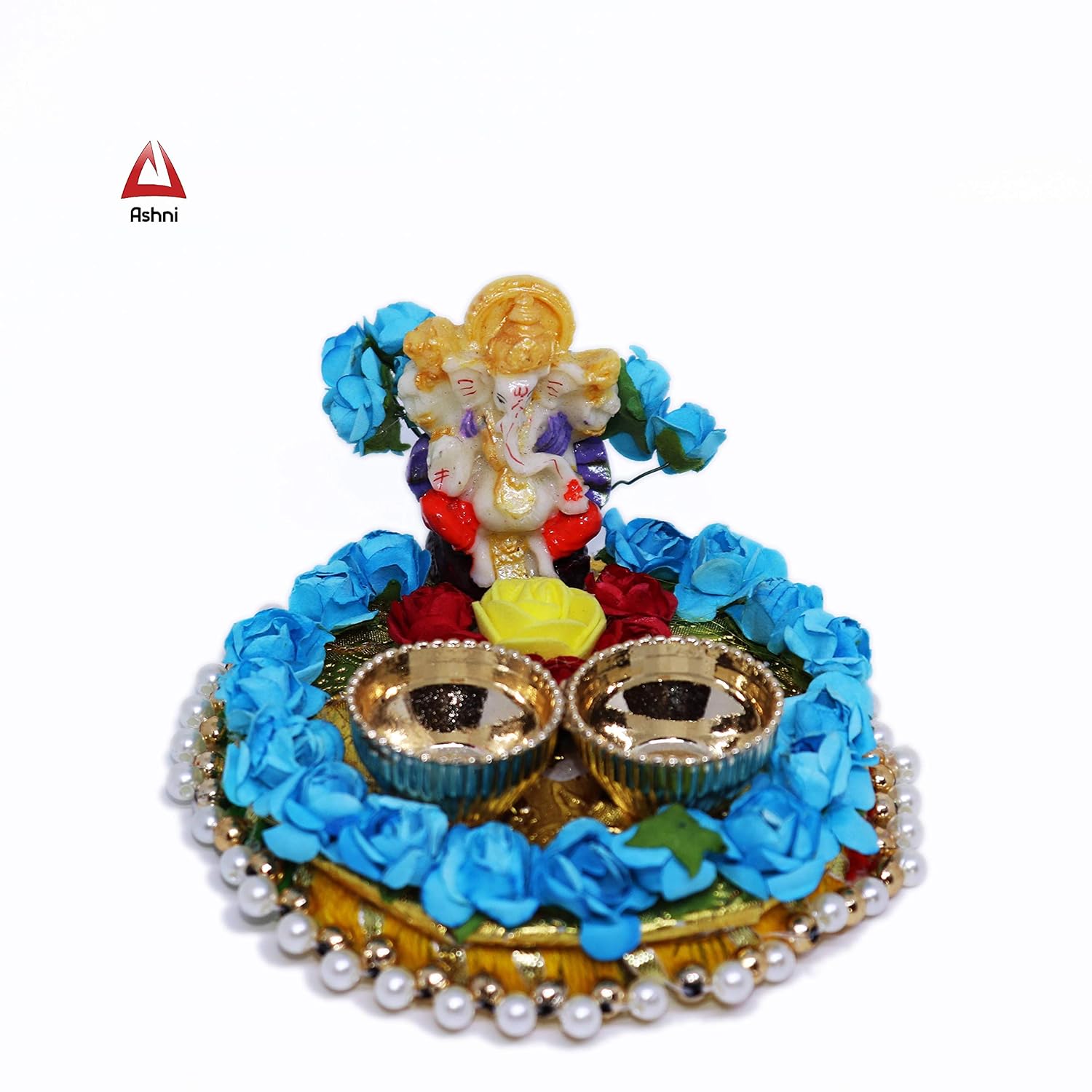 Buy Ashni Designer Handcrafted Acrylic Haldi Kumkum Puja Thali Set