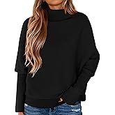 PRETTYGARDEN Fall Sweaters for Women 2026 Winter Clothing Batwing Sleeve Casual Loose Knit Turtleneck Sweater Holiday Outfits