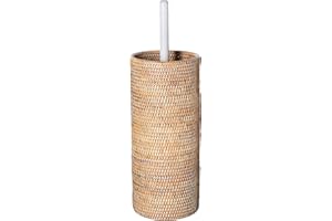 KOUBOO 1030058 La Jolla Hand Woven Rattan Toilet Roll Stand Pendant Lamp, White Wash