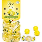 Perle di Sole Italian Lemon Drops Hard Candy Individually Wrapped (7.05 oz) Made with Essential Oils of Amalfi Coast P.G.I. Lemon - Italian Imported Gifts From Italy