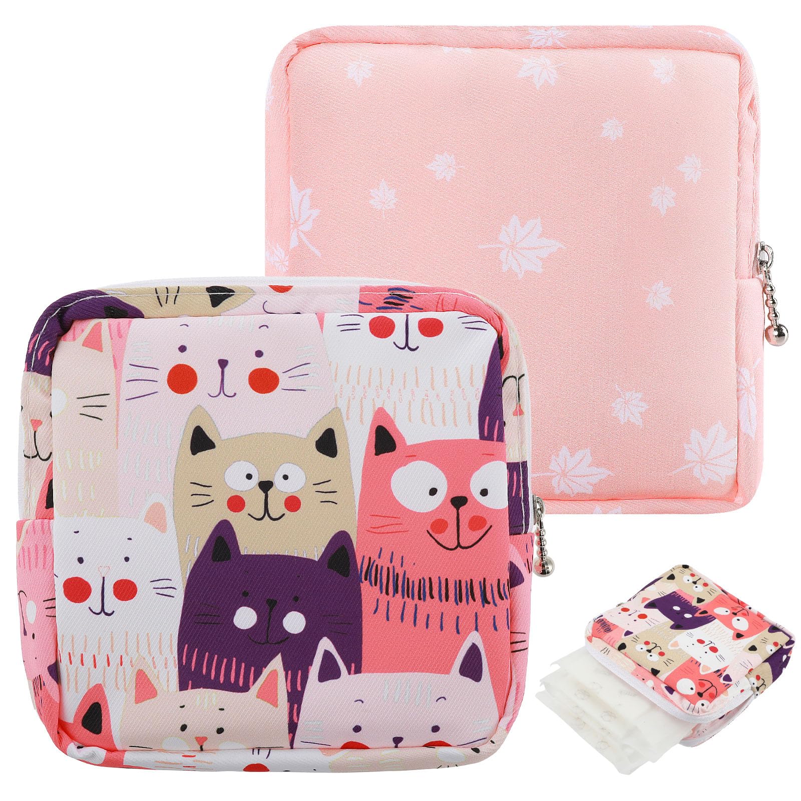 Ouligay 2pcs Sanitary Towel Holder Sanitary Pad Storage Bag Reusable Period Bags First Period Kit for Girls Pad Pouch Bag with Zipper Feminine Menstrual Bags for School Teen Girls Women