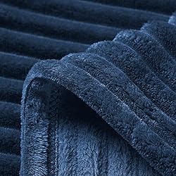 Vessia Flannel Fleece Navy Blue Throw Blanket