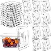10 Pack 1/6 Size Clear Food Pan Lids Polycarbonate Universal Handled Food Pan Lid Plastic Pans Lid with Handle Restaurant Commercial Hotel Pans Cover 6.9 x 6.3 Inch for Fruits Vegetables