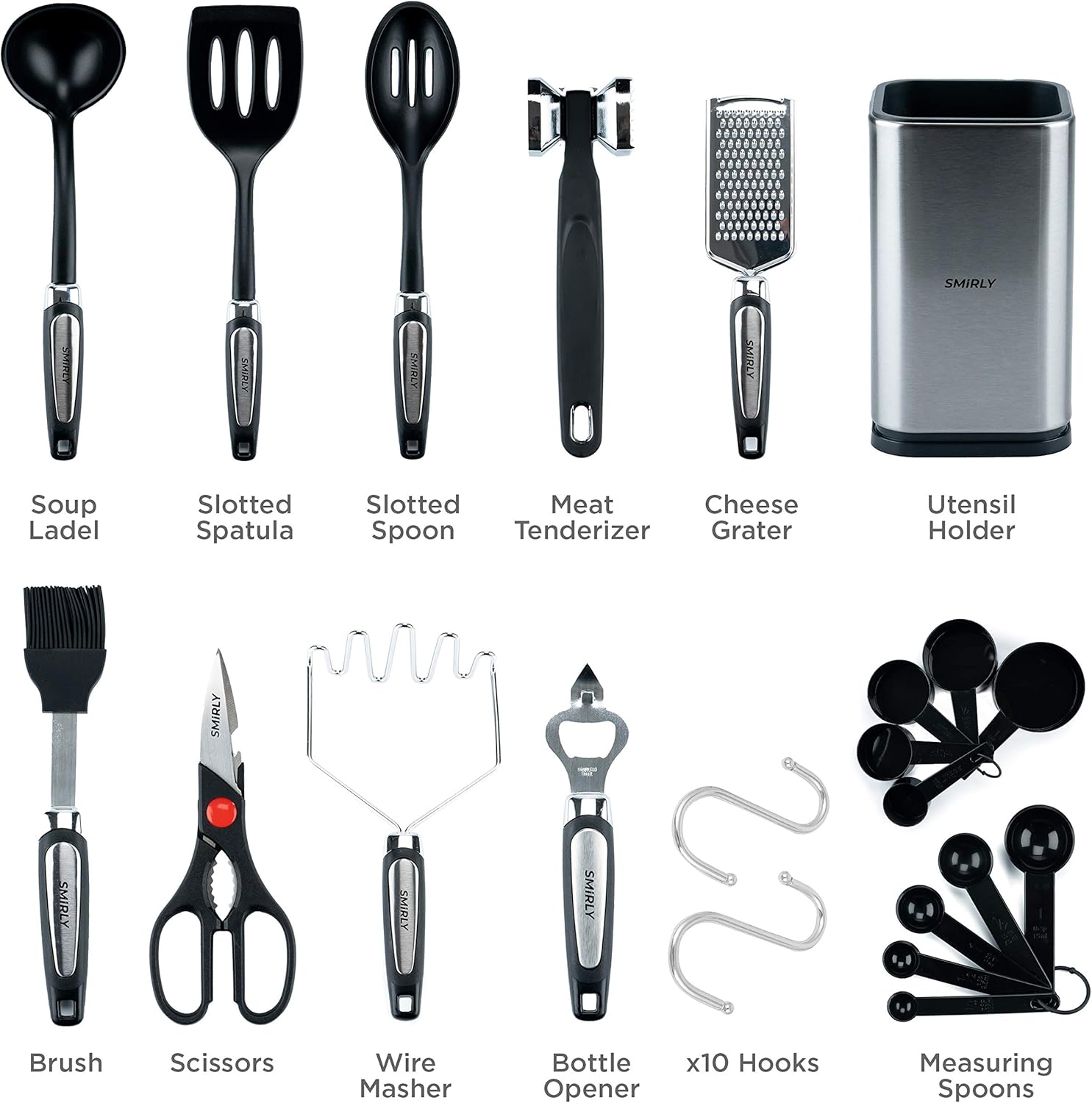 Smirly Silicone Kitchen Utensils Set with Holder: Silicone Cooking Utensils Set for Nonstick Cookware, Kitchen Tools Set, Silicone Utensils for Cooking Set Kitchen Set for Home Kitchen Accessories Set: Kitchen & Dining