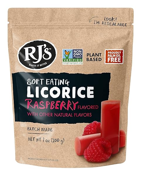 SOFT EATING RASPBERRY LICORICE – RJ’S LICORICE 7.05OZ BAG – NON-GMO, NO HFCS, VEGAN-FRIENDLY & KOSHER – BATCH MADE IN AUSTRALIA