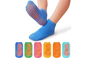 WANZHIHUI Grip Socks for Kids 6 Pairs Non Slip Grippy Sticky Anti Skid Slipper Socks for Yoga Barre Trampoline Gymnastics