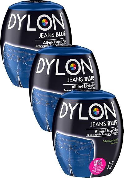 Dylon Washing Machine Fabric Dye Pod Jeans Blue 350g Pack of 3