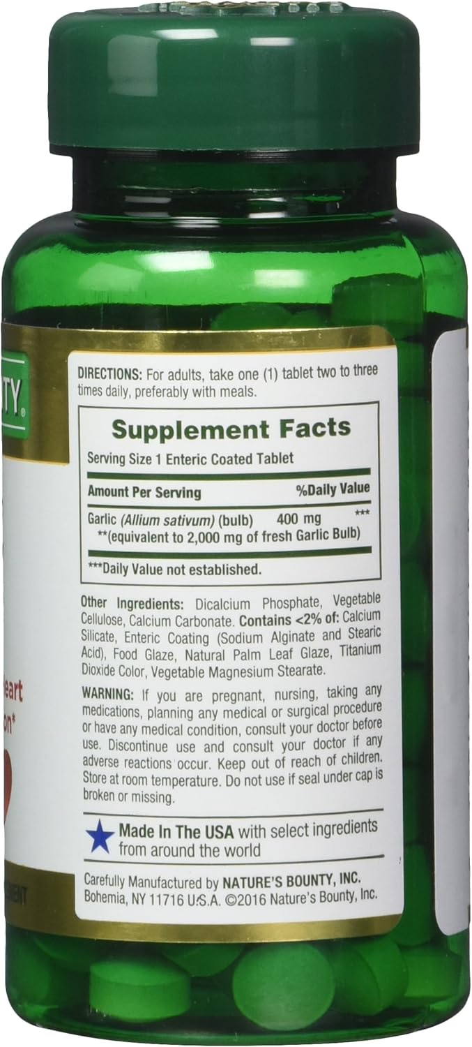 Nature's Bounty Garlic 2000mg, Tablets 120 ea (Pack of 4): Health & Personal Care