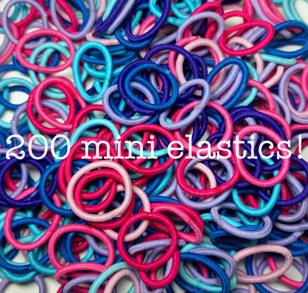 Amazon Com 200 Mini Hair Elastics Small Hair Ties Pink Purple Blue Beauty