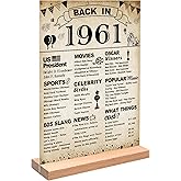 DARUNAXY 65th Birthday Party Decorations, Vintage Back in 1961 Poster Acrylic Sign with Stand 65 Year Old Party Supplies for Men& Women Vintage 1961 Table Decor 65th Anniversary Class Reunion Gifts