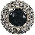 CN.JIAHE 13inch Round Plastic Charger Plates,Set of 8,Charger Plates for Dinner,Wedding,Party,Event Decoration. (Black gold edge) …