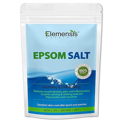 Elemensis Naturals Epsom Salt (Magnesium Sulphate) For Bathing, Relaxing Foot and Pain Relief Therapeutic Spa Treatment & Refreshing Body, 500gm