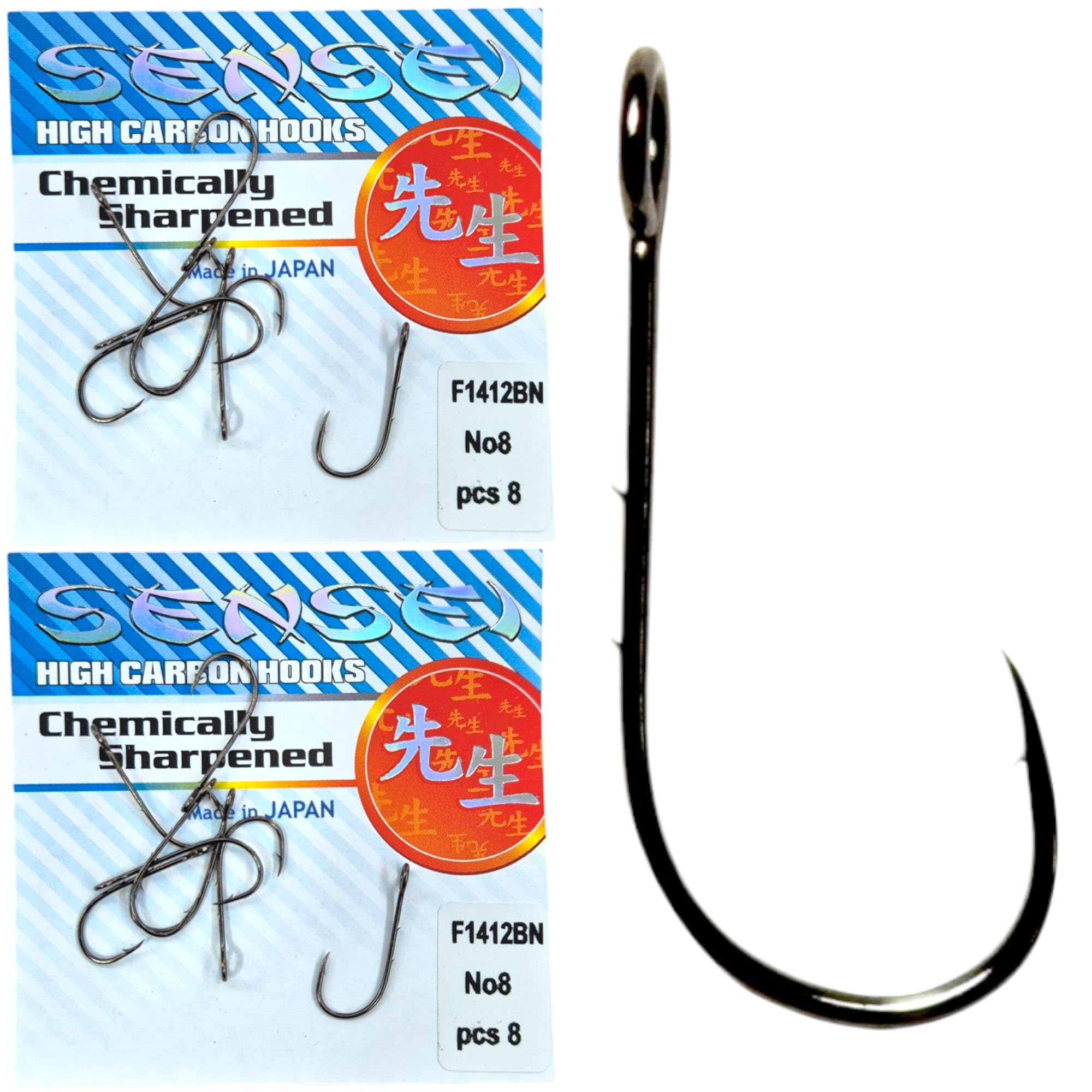 PRO FILSTAR 16 Piece Fishing Hook Set N8 - Double Barbed Hooks with Ring - Method Feeder - Carp Fishing Hooks - Carp Fishing Accessories - Pop Up Boilies Carp Hooks - Carp Fishing Hooks - Carp Rigs