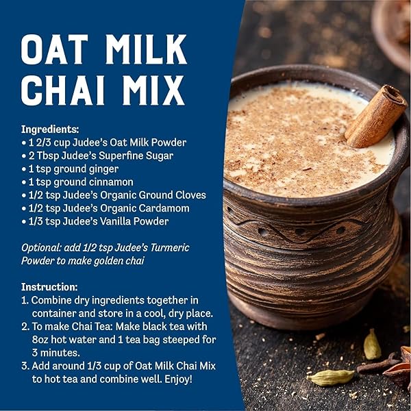 JUDEE’S OAT MILK POWDER 1 LB – VEGAN, NON-GMO, SOY-FREE, GLUTEN-FREE, AND NUT-FREE – DAIRY ALTERNATIVE – USE FOR BAKING – BLENDS WELL IN SHAKES AND SMOOTHIES – ADD TO YOUR FAVORITE COFFEE AND DRINKS