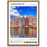 Wunsens Amsterdam Natural Poster Panoramic Canvas Print Amsterdam Urban Home Decor Wall Art Cityscape Landscape Art Prints for Bedroom Bathroom Living Room Decor 12x18inch Unframed