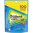 Trident Vibes SOUR PATCH KIDS Blue Raspberry Sugar Free Chewing Gum, Resealable Pouch, Pack of 1 (100 Pieces)