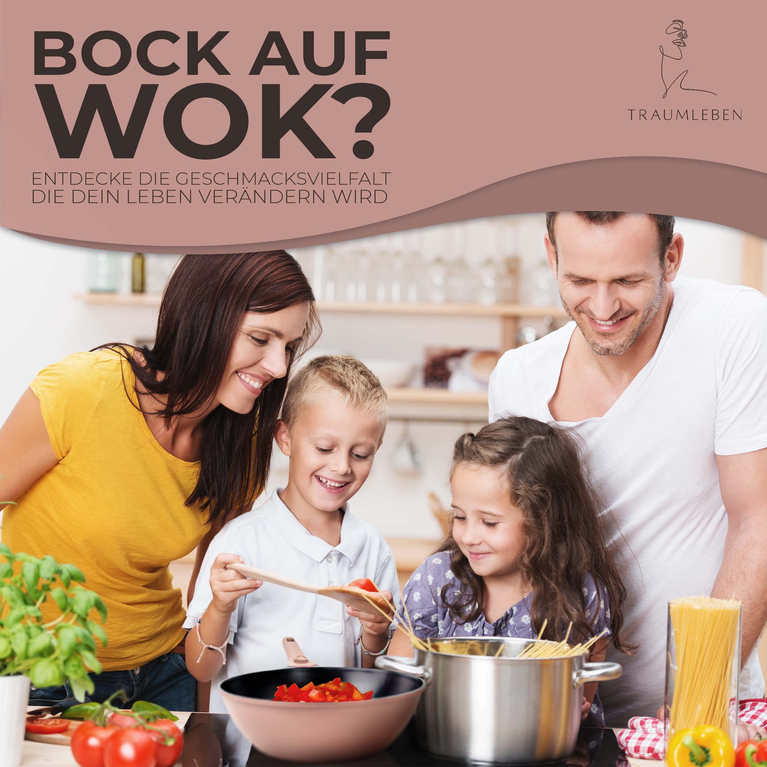 TRAUMLEBEN Wokpfanne mit Deckel 28 cm [abnehmbaren Griffe & Antihaftbeschichtung] PFOA-frei, für Induktion geeignet | backofenfest | hoher Rand | Beschichtete Wok Pfanne | Woks & Wokpfannen 4
