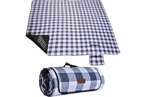 HX&OD Outdoor Picnic Blanket, Extra Large, 80''x80'' Waterproof Foldable Blankets Gingham Picnic Mat for Beach, Camping Grass Lawn Park Accessories Cute Couple Ideas Wedding (Gray, 80”x80”)