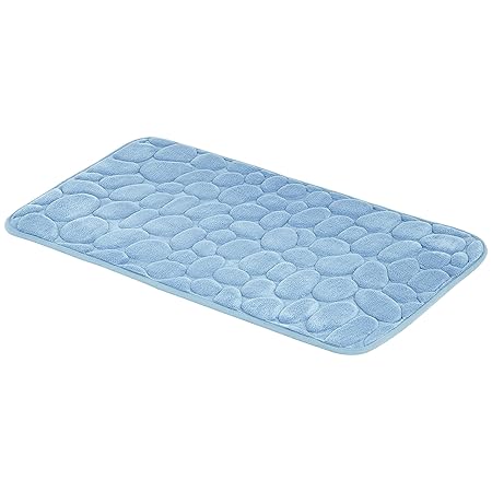 AmazonBasics - Badematte, Memoryschaum, Stein-Optik, Blau, 50 x 80 cm