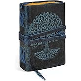 LUXEORIA Tree Of Life Leather Journal for Women and Men, Handcrafted Leather Journal for Writing Womens, Sketchbook, Travel Diary with Unlined Deckle Paper, Dark Blue 5x7