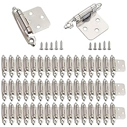 50 Pack Cabinet Door Hinges, 1/2 Inch Self Closing