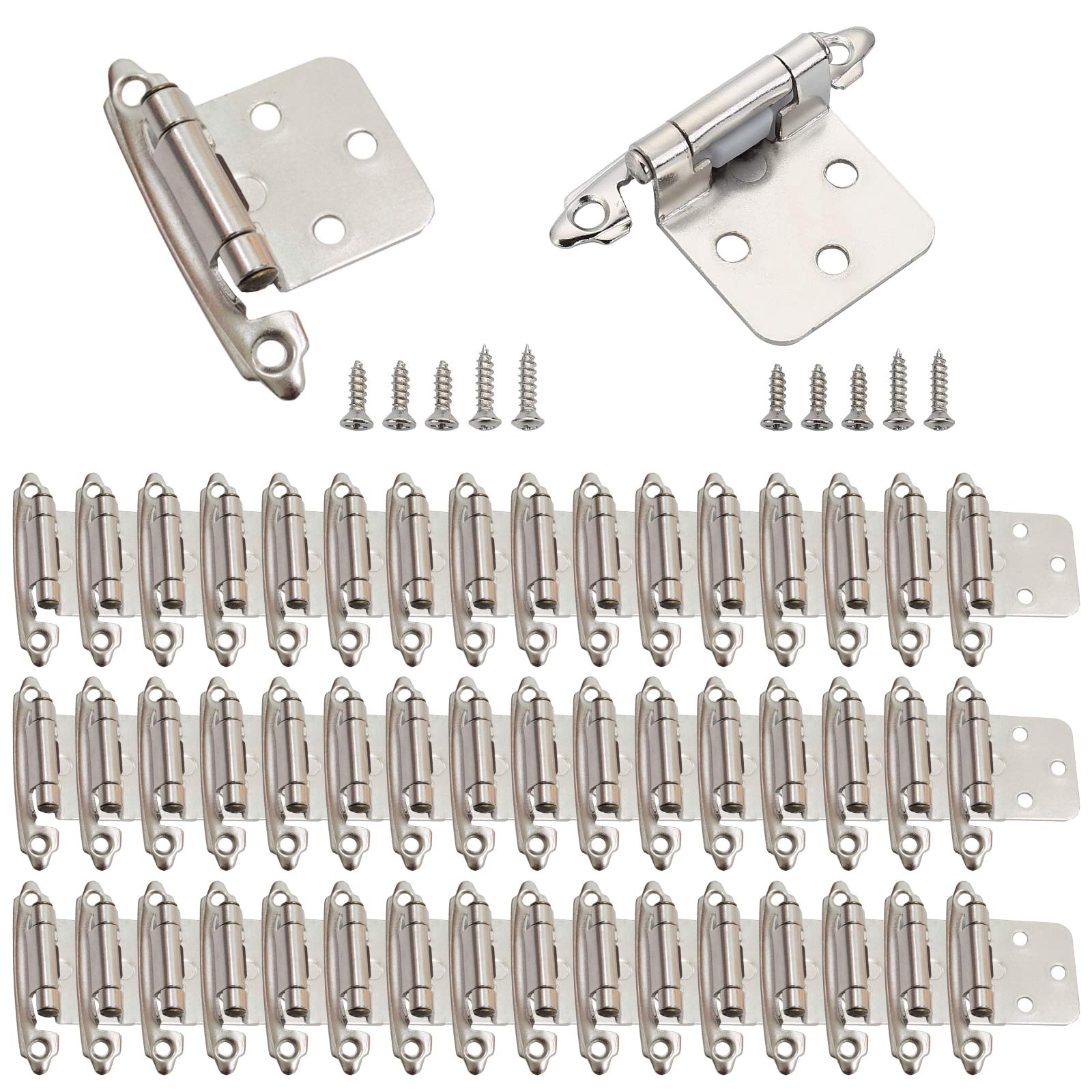 thumbnail image 2 of Ilyapa Self Closing Door Hinges - 2 Pack, Satin Nickel - 4x4 Inch Interior Spring Hinges With Fixings 2 of 4