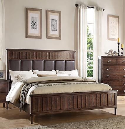 Amazon Com Acme Furniture 23940q Mazen Valle Bed Queen Pu