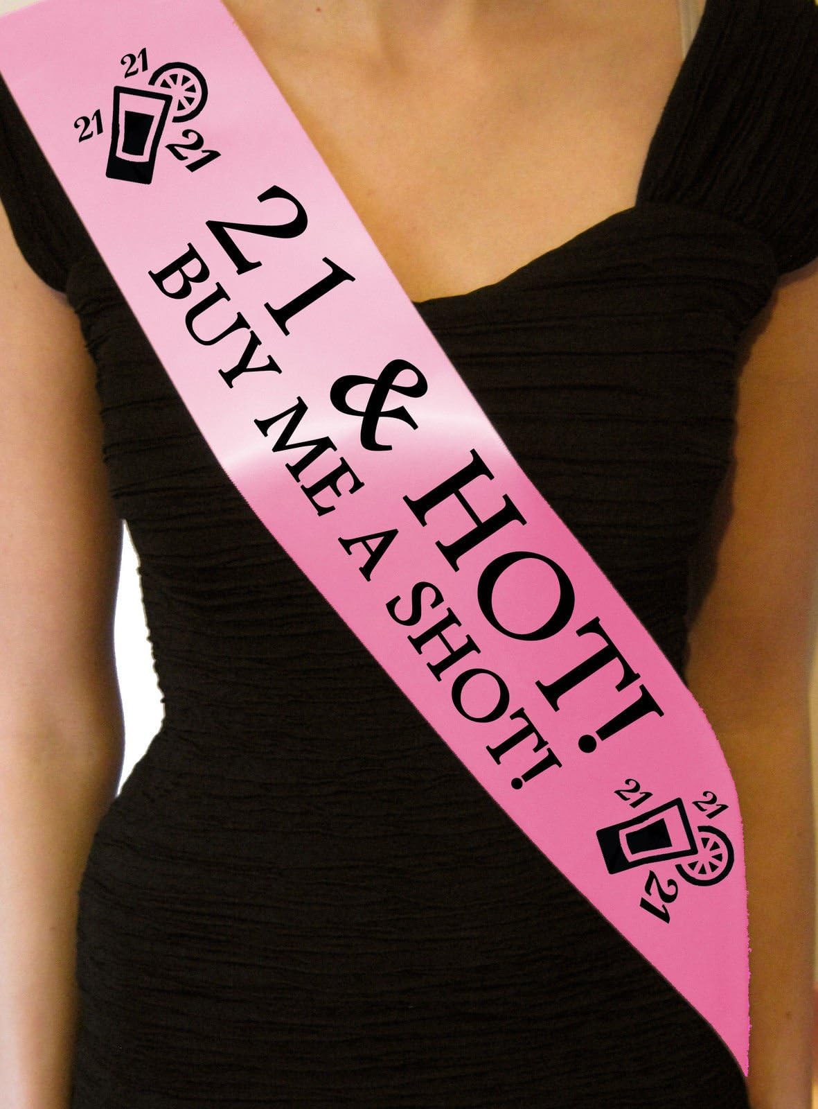 Fancy Pants Store 21 & Hot Party Sash 21st Birthday Girl Boy Night Going Out Accessory Gift Funny - Light Pink