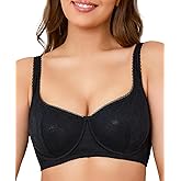 Women's Balconette Bra Push Up Unlined Underwire Lace U-Neck Demi Cup Sexy Plus Size 34C-42DDD