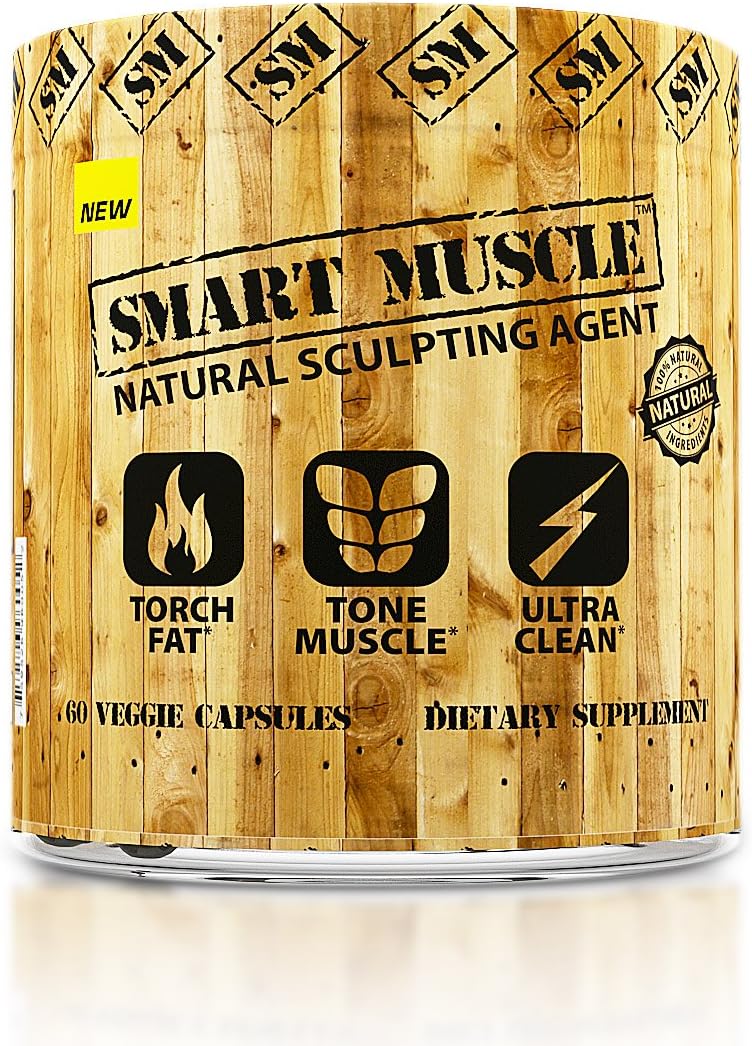 Smart Muscle - Natural Sculpting Agent - Ultra Clean 2-in-1 Fat Burning + Muscle Toning Formula -100% Natural Non-GMO Ingredients - 60 Veggie Capsules