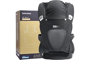 Bebamour Baby Carrier All Positions Soft Baby Carrier Adjustable Baby Wrap Carrier with 3 Pieces Teething Pads & Headhood (Grey)