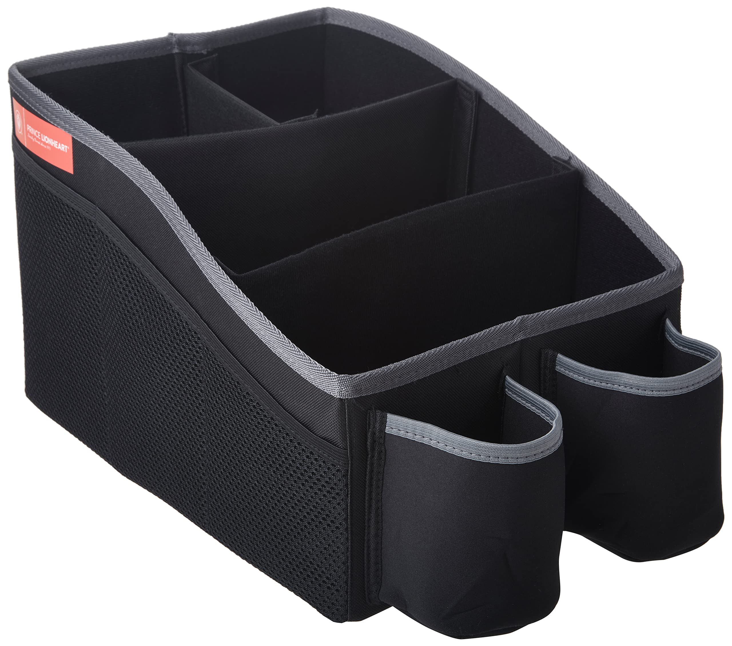 Prince Lionheart Travel Organiser | Back Seat Tidy | Customisable Cargo Area | Two Insulated Drink Holders | 6 Side Pockets | Rear Anchor | Stays In Place | Flexible Space – Black