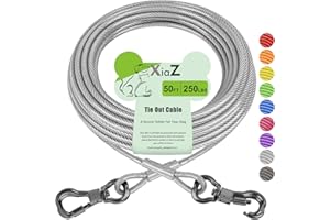 XiaZ 50 ft Dog Tie Out Run Trolley Cable, Pet Heavy Duty Reflective Dog Leash Lead Runner for Large Dogs Up to 250 Pound
