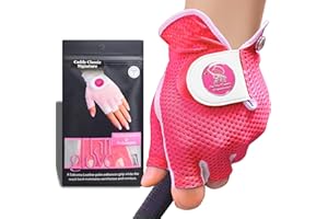 CADDY CLASSIC SIGNATURE Caddy Classic Ladies Golf Glove Women | Half Finger Mesh Design for High Breathability | Premium Leather Construction for Comfortable Fit | Includes Stylish Magnetic Ball Marker