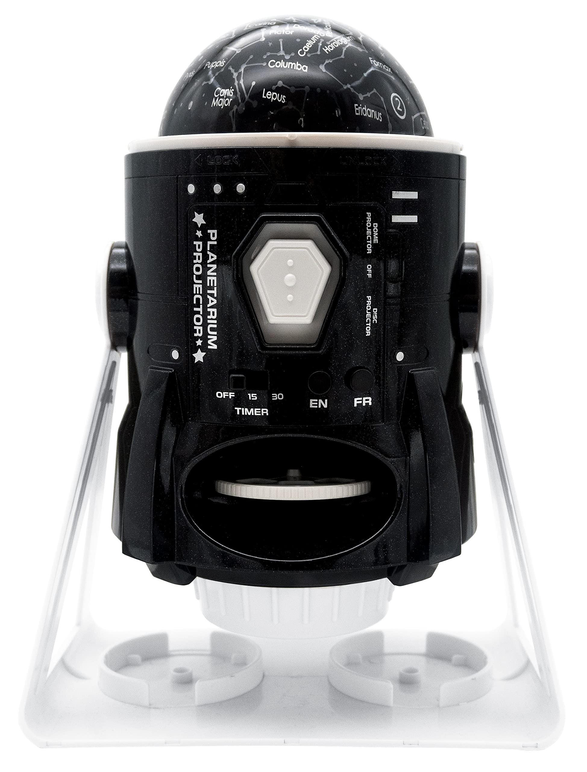 LEXIBOOK, Speaking 2-in-1 Constellations and Images Planetarium Projector, bilingual French-English, 24 images to discover space, 2 constellation domes, STEM, Black/White, NLJ181i1