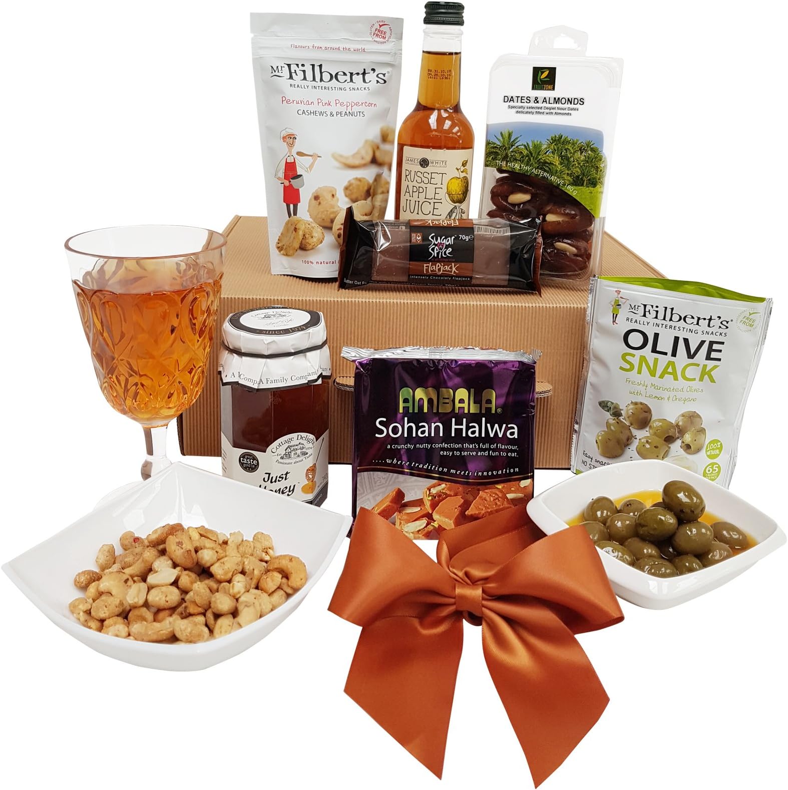Christmas Snack Attack Halal Hamper - Cottage Delight Clear Honey, Filled Dates and nut Tray.....