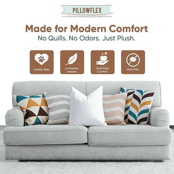 PILLOWFLEX SYNTHETIC DOWN PILLOW INSERT – 28X28 DOWN ALTERNATIVE, ULTRA SOFT LARGE SQUARE EUROPEAN THROW PILLOW, COUCH EURO SHAM, BED – 1 DECORATIVE FORM
