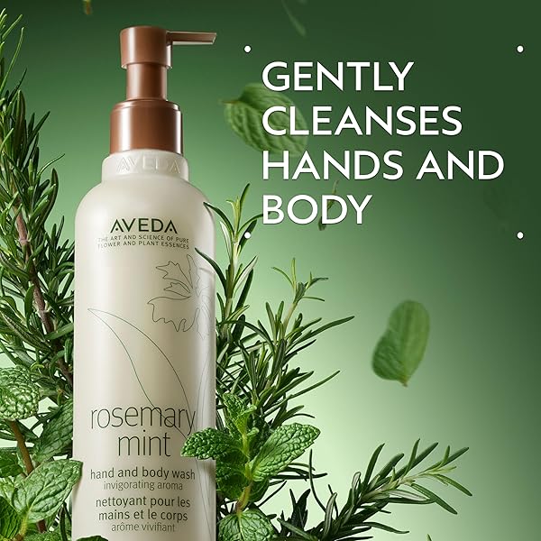 AVEDA ROSEMARY MINT HAND & BODY WASH | LIQUID HAND SOAP AND BODY WASH | WITH INVIGORATING AROMA OF CERTIFIED ORGANIC PEPPERMINT & ROSEMARY, 8.5 FL OZ