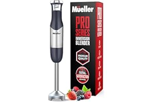 MUELLER AUSTRIA Mueller Pro Series Hand Blender, 500W Immersion Blender, Heavy-Duty Titanium Steel Blades, Stepless Speed Control, Detachable Shaft, Ergonomic Handle, Gray