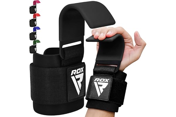 RDX Weight Lifting Hooks for Deadlifting (Pair) - 600Lbs Capacity - 8MM Neoprene Wrist Support Wraps - Grip Enhancer for Pull