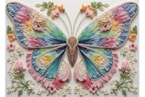 Beaded Rainbow Butterfly Puzzles, Sutinban 1000 Piece Puzzle for Adults, Colorful Butterfly with Beaded Flowers & Plants, Challenging Art Jigsaw Puzzles for Adults Wall Decor